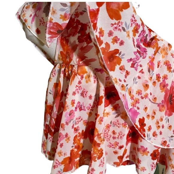 Floral Print One Shoulder Ruffle Trim Crop Top - Picture 7 of 10